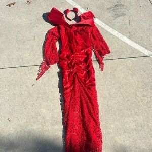 Devil fitted dress laced arms/headband Halloween costume size: medium